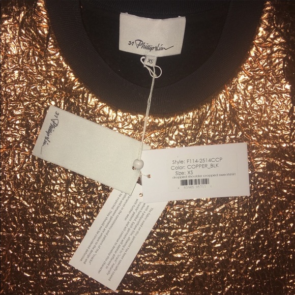 3.1 Phillip Lim Metallic Cropped Sweatshirt XS NWT - Picture 8 of 8